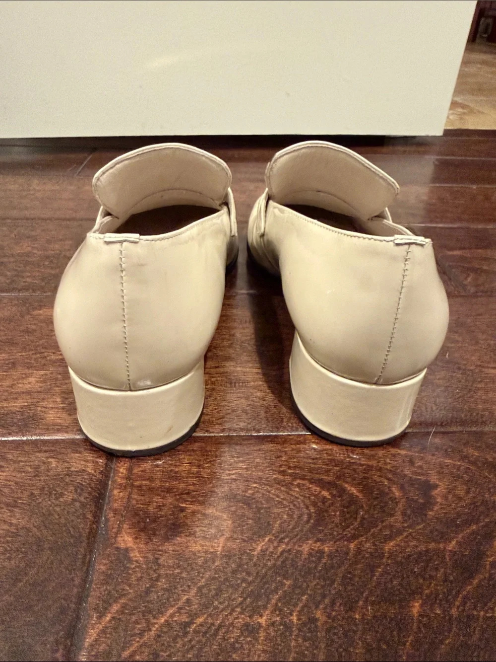 Jeffrey Campbell Cream Patent Loafers with Gold Detail